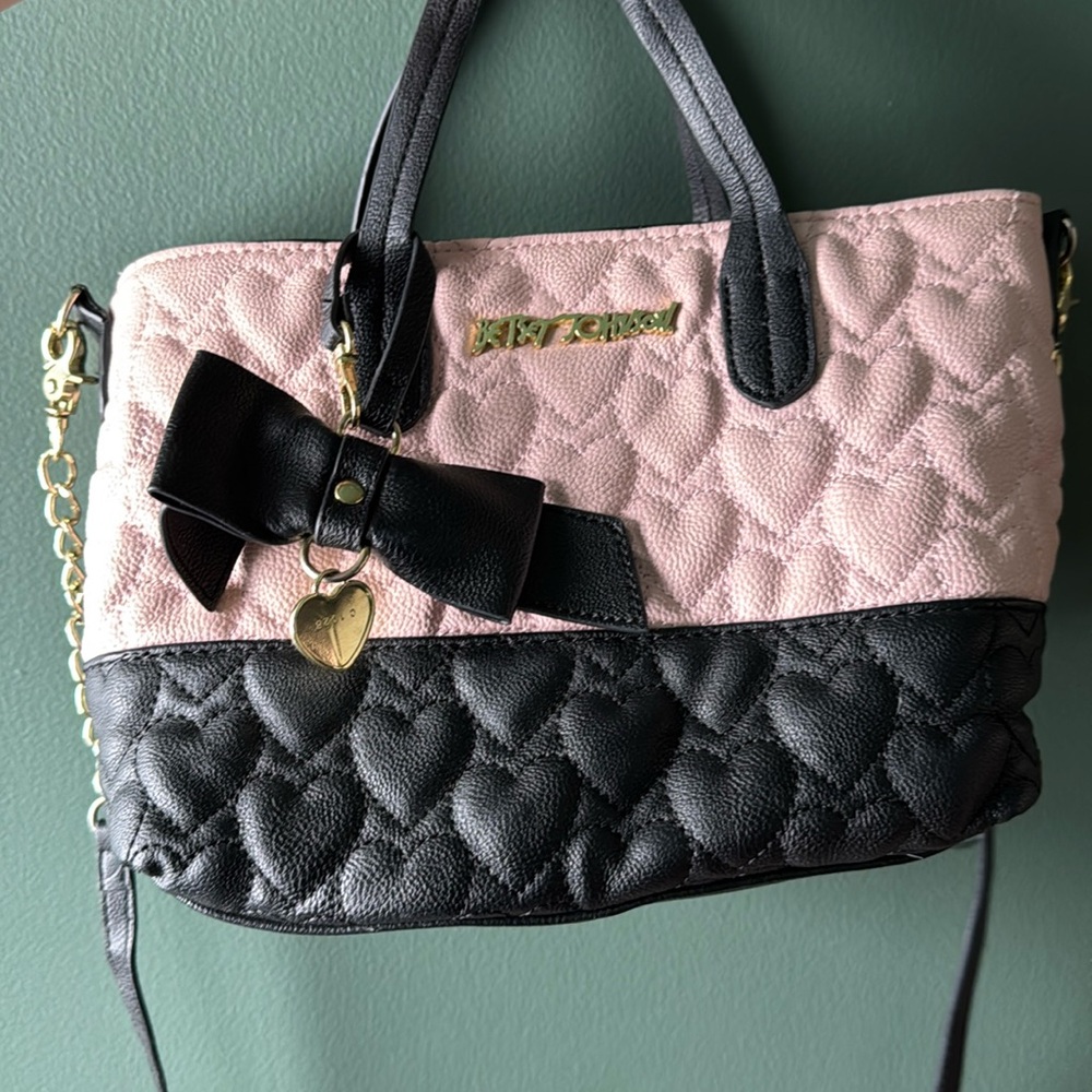 Betsey Johnson pink and black purse
